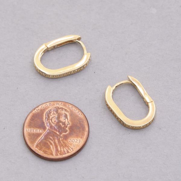 SODAJO OVAL CZ EDGE GOLD DIPPED EARRING