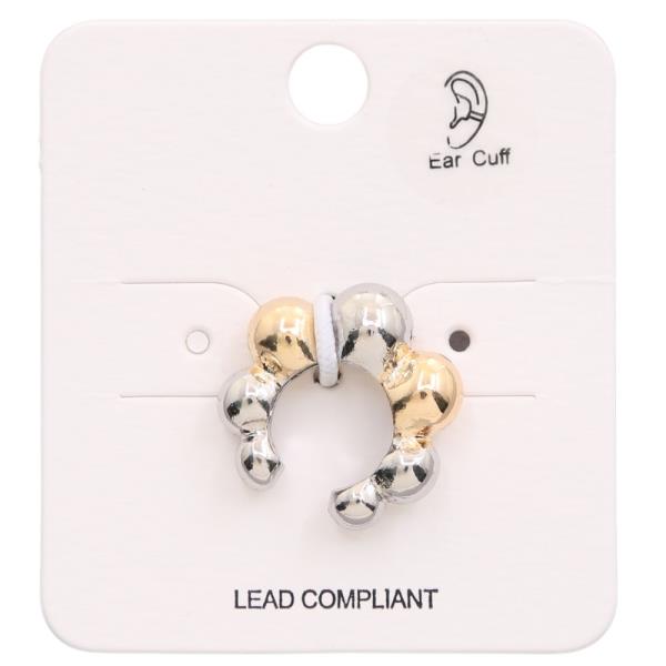 TWO TONE BALL BEAD METAL EAR CUFF