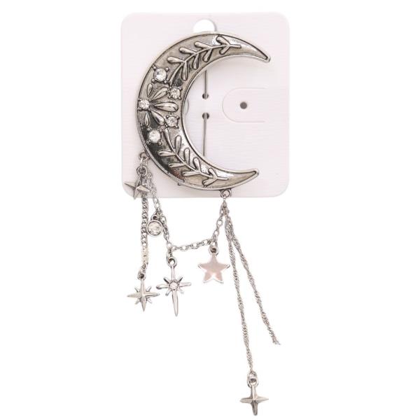 CRESCENT MOON MULTI CHARM BROOCH