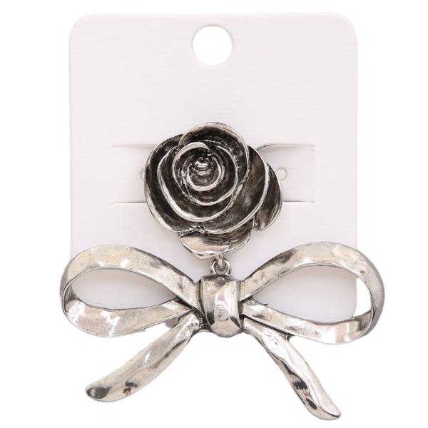 FLOWER RIBBON BOW LINK BROOCH