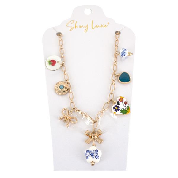 CERAMIC BEAD MULTI CHARM NECKLACE