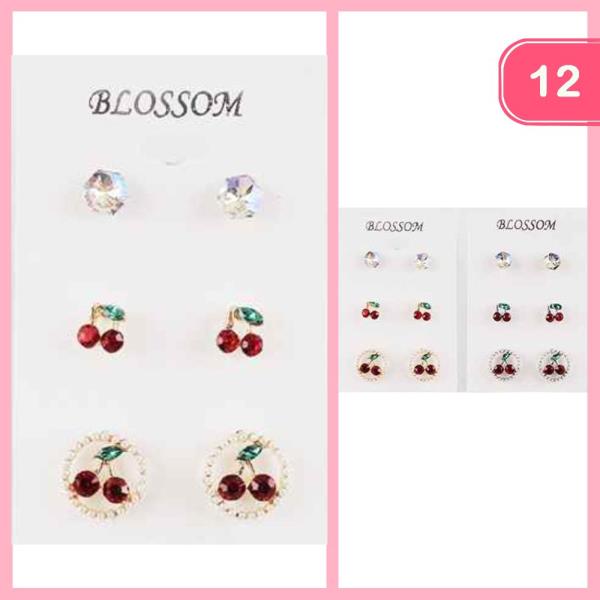 CHERRY POST EARRING SET (12 UNITS)
