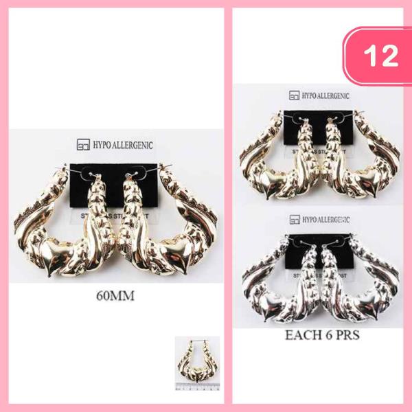 STAINLESS STEEL HOOP EARRING (12 UNITS)