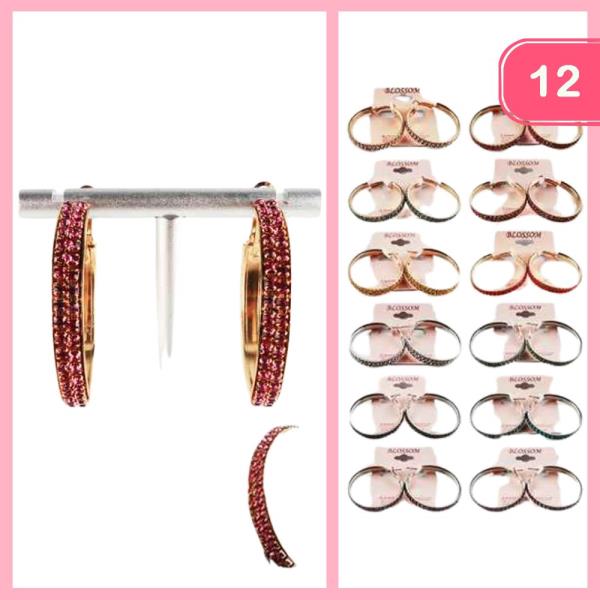 RHINESTONE HOOP EARRING (12 UNITS)