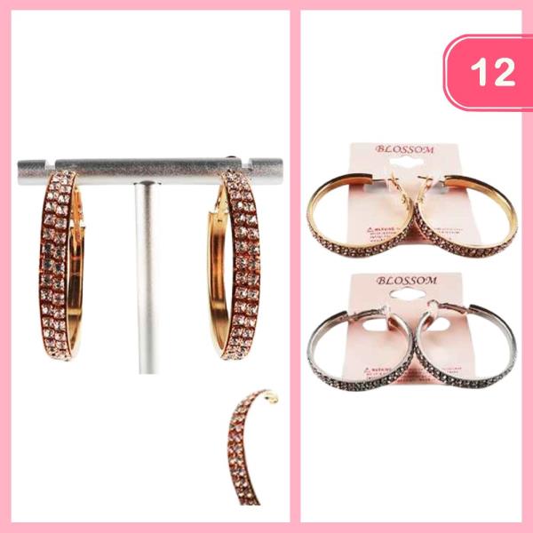 RHINESTONE HOOP EARRING (12 UNITS)