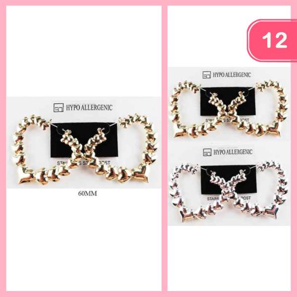 HEART STAINLESS STEEL HOOP EARRING (12 UNITS)
