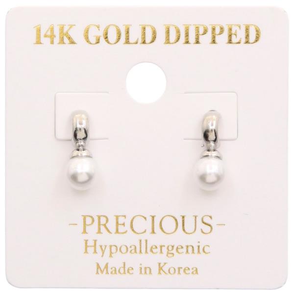14K GOLD DIPPED PEARL BEAD EARRING