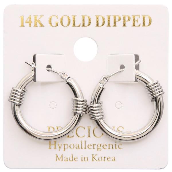 14K GOLD DIPPED WIRE WRAPPED HOOP EARRING