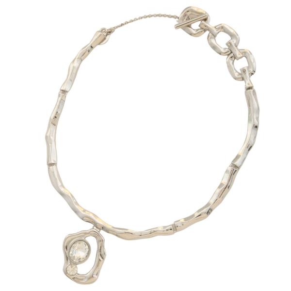 RHINESTONE ORGAINC SHAPE METAL NECKLACE