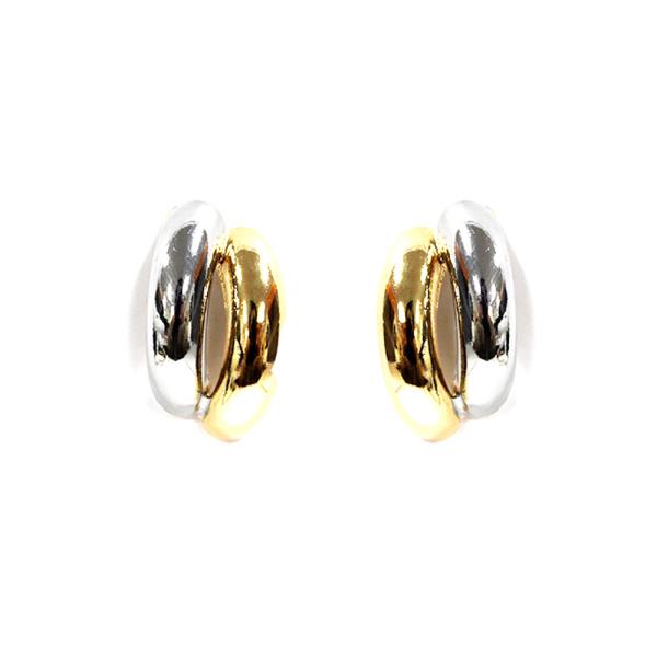 TWO TONE PUFFY METAL TUBE EARRING