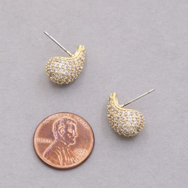 RHINESTONE DOME 18K GOLD DIPPED EARRING