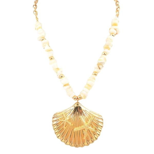 SCALLOP PENDANT MOP BEAD NECKLACE