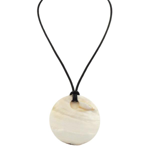 ROUND MOP PDT LEATHER NECKLACE