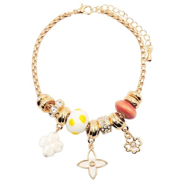 FLOWER CHARM RONDELL CHAIN BRACELET