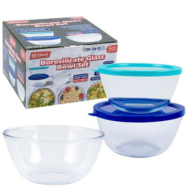 MR HANDY 5PC BOROSILICATE GLASS BOWL SET