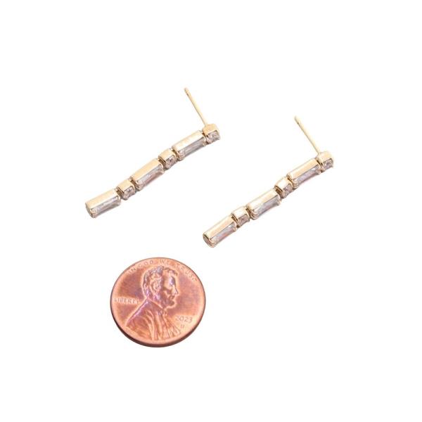 SODAJO GOLD DIPPED CZ LINE DROP EARRING