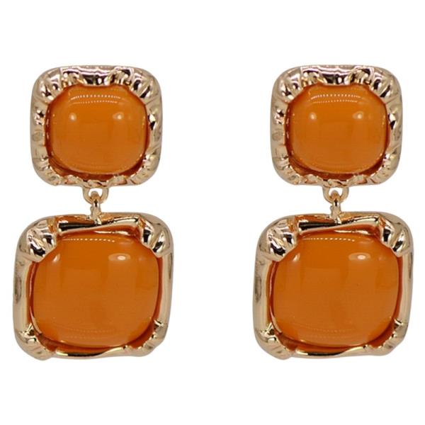 COLOR DOUBLE SQUARE DANGLE EARRING