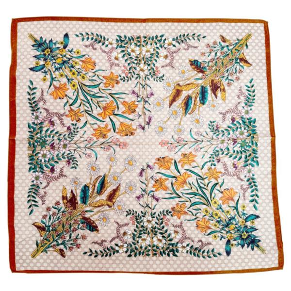 FLORAL FLOWER CHECK BORDER PRINT SCARF