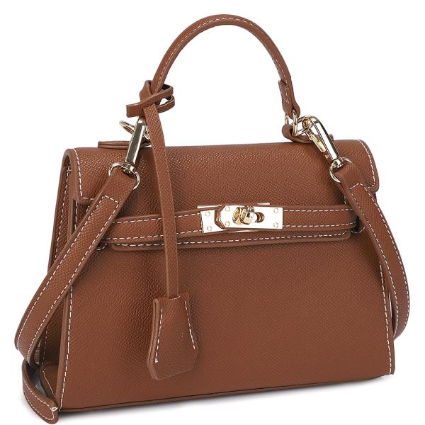 TEXTURED STYLISH HANDLE SATCHEL BAG