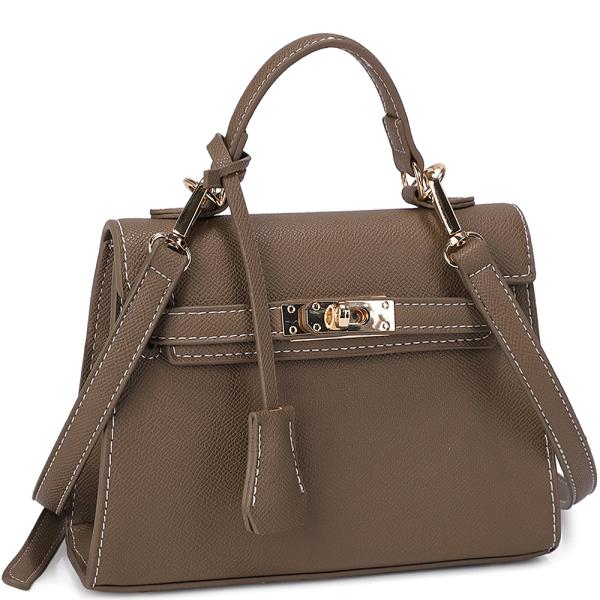 TEXTURED STYLISH HANDLE SATCHEL BAG
