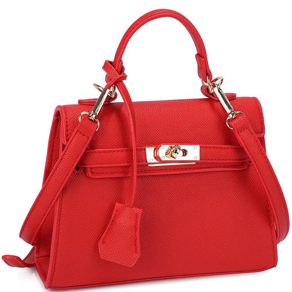 TEXTURED STYLISH HANDLE SATCHEL BAG