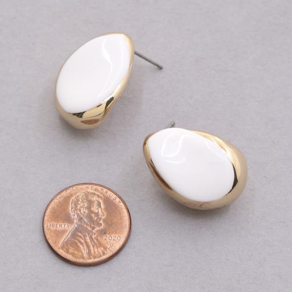 COLOR METAL TEARDROP SHAPE EARRING