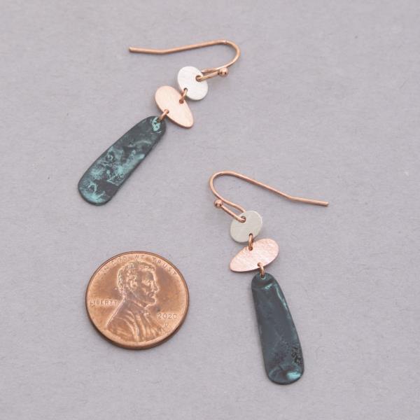 TWO TONE METAL DANGLE EARRING