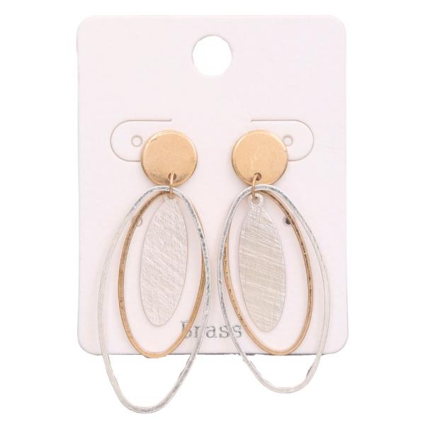 TWO TONE OVAL LINK METAL EARRING