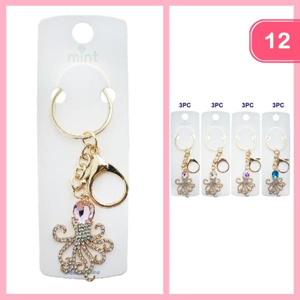 RHINESTONE OCTOPUS KEYCHAIN (12 UNITS)