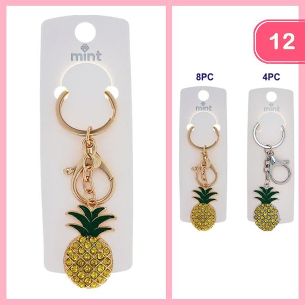 RHINESTONE PINEAPPLE KEYCHAIN (12 UNITS)