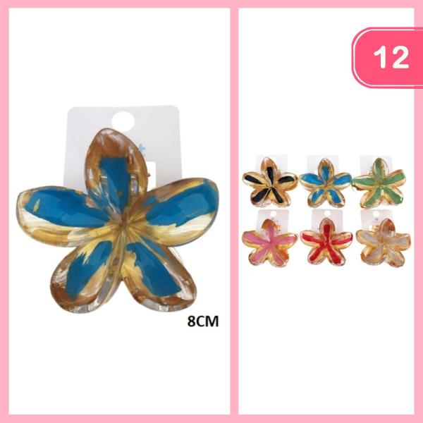 HAWAII FLOWER HAIR CLAW CLIP (12 UNITS)