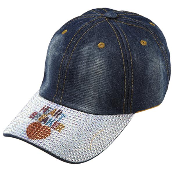 HEART BREAKER THEMED RHINESTONE DENIM BASEBALL CAP HAT