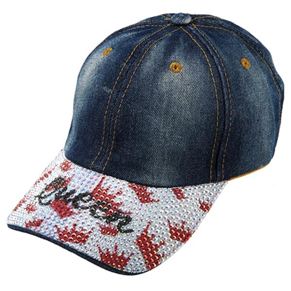 QUEEN THEMED RHINESTONE DENIM BASEBALL CAP HAT