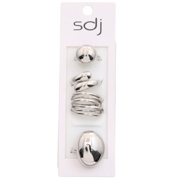 SDJ OVAL DOME METAL ASSORTED RING SET