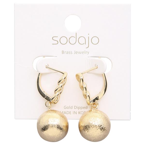 SODAJO GOLD DIPPED BALL CHARM EARRING