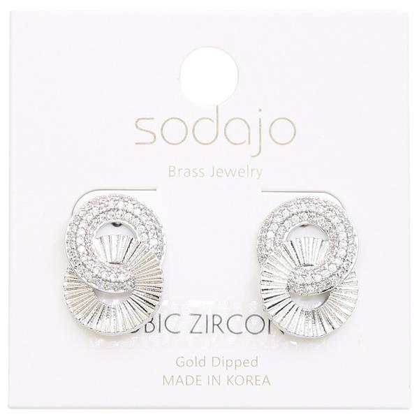 SODAJO GOLD DIPPED CZ STONE DOUBLE ROUND LINK EARRING