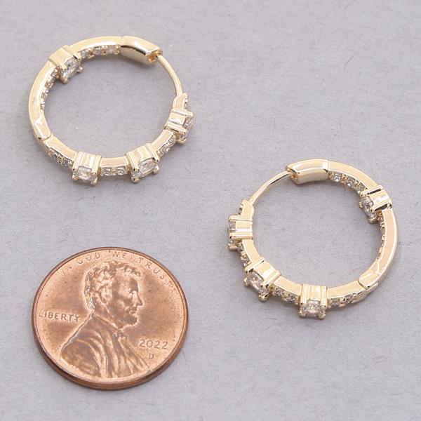 SODAJO GOLD DIPPED CZ STONE HOOP EARRING