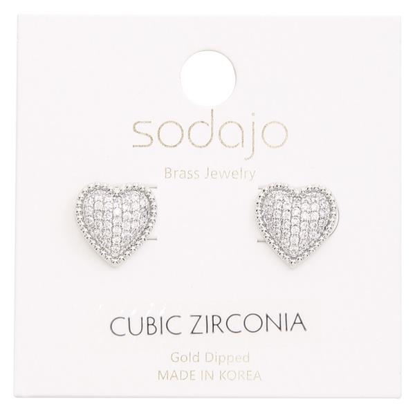 SODAJO CZ HEART STUD EARRING