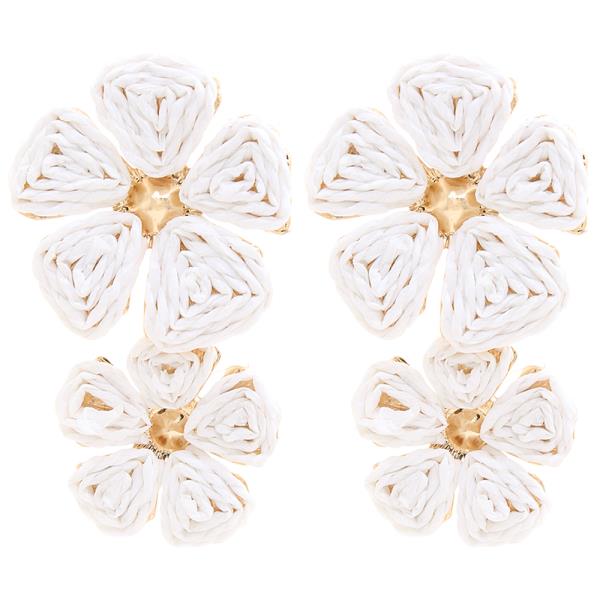 FLOWER RAFFIA DANGLE EARRING
