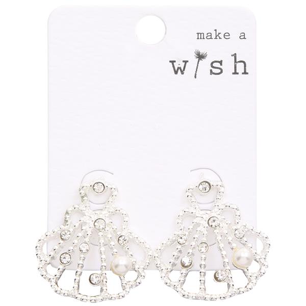 SEA LIFE RHINESTONE PEARL SHELL POST EARRING