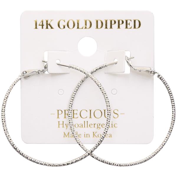14K GOLD DIPPED TEXTURED METAL HOOP EARRING