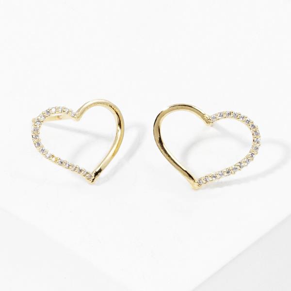 GOLD DIPPED CZ HEART POST EARRING