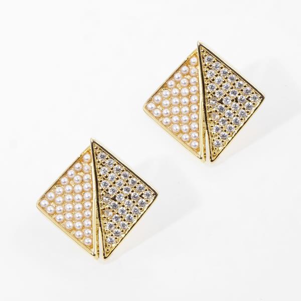 GOLD DIPPED CZ DIAMOND POST EARRING