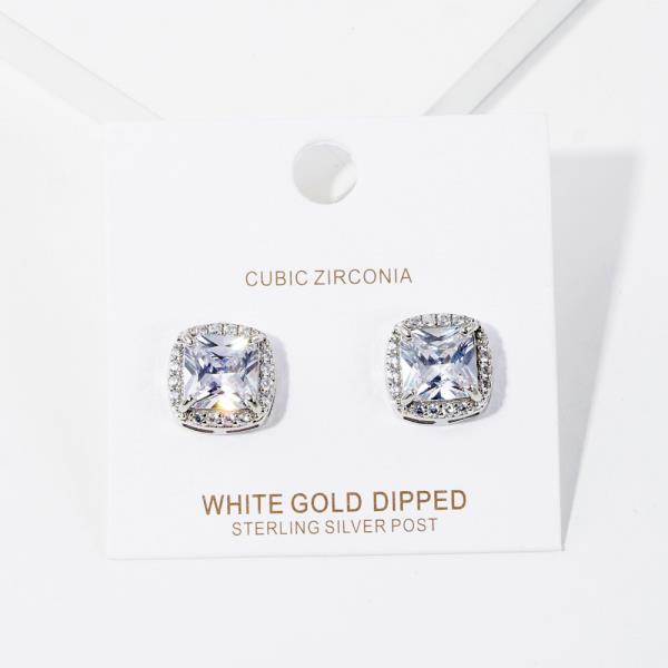 GOLD DIPPED CZ POST EARRING