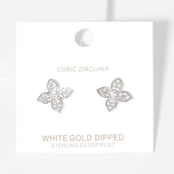 GOLD DIPPED CZ FLOWER POST EARRING
