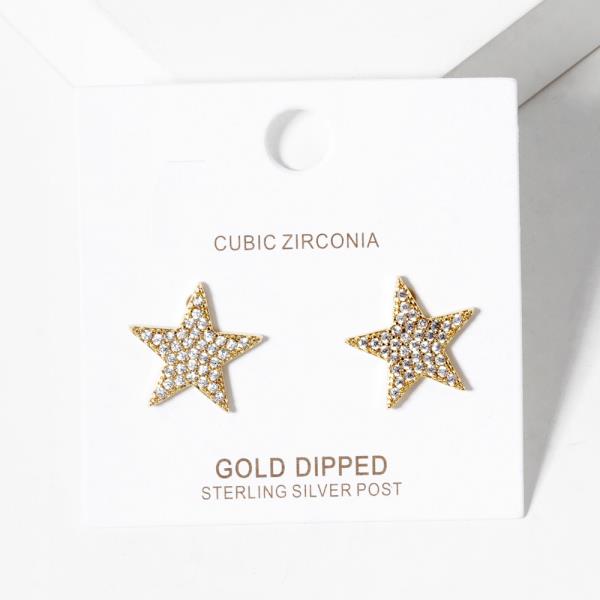 GOLD DIPPED CZ STAR POST EARRING