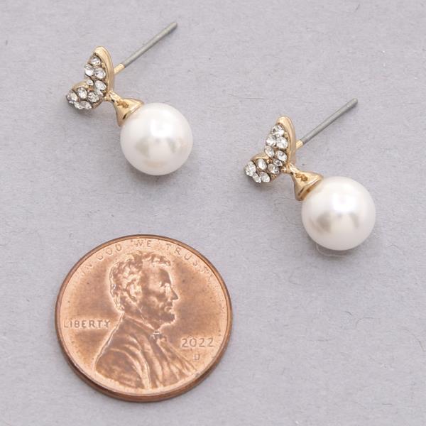 MERMAID RHINESTONE PEARL POST EARRING