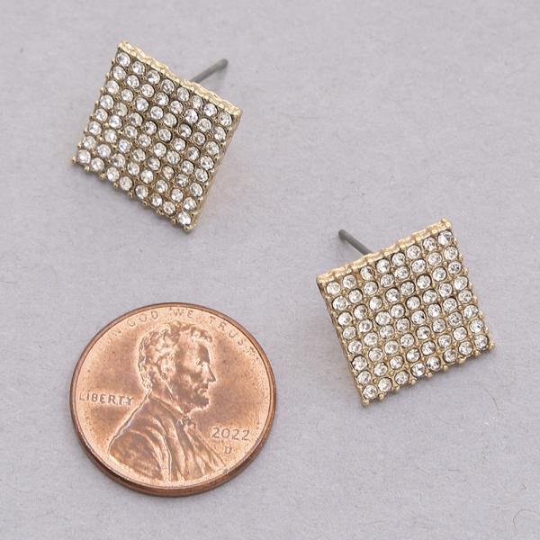 SQUARE RHINESTONE POST EARRING