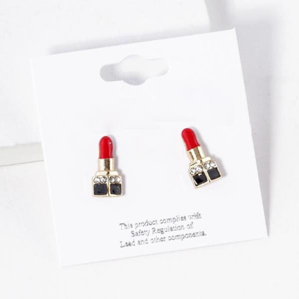 RHINESTONE LIPSTICK STUD EARRING