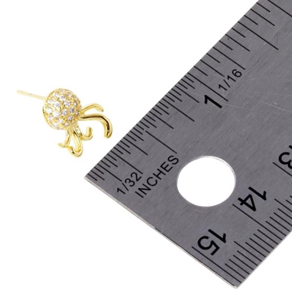 GOLD DIPPED CZ OCTOPUS STUD EARRING